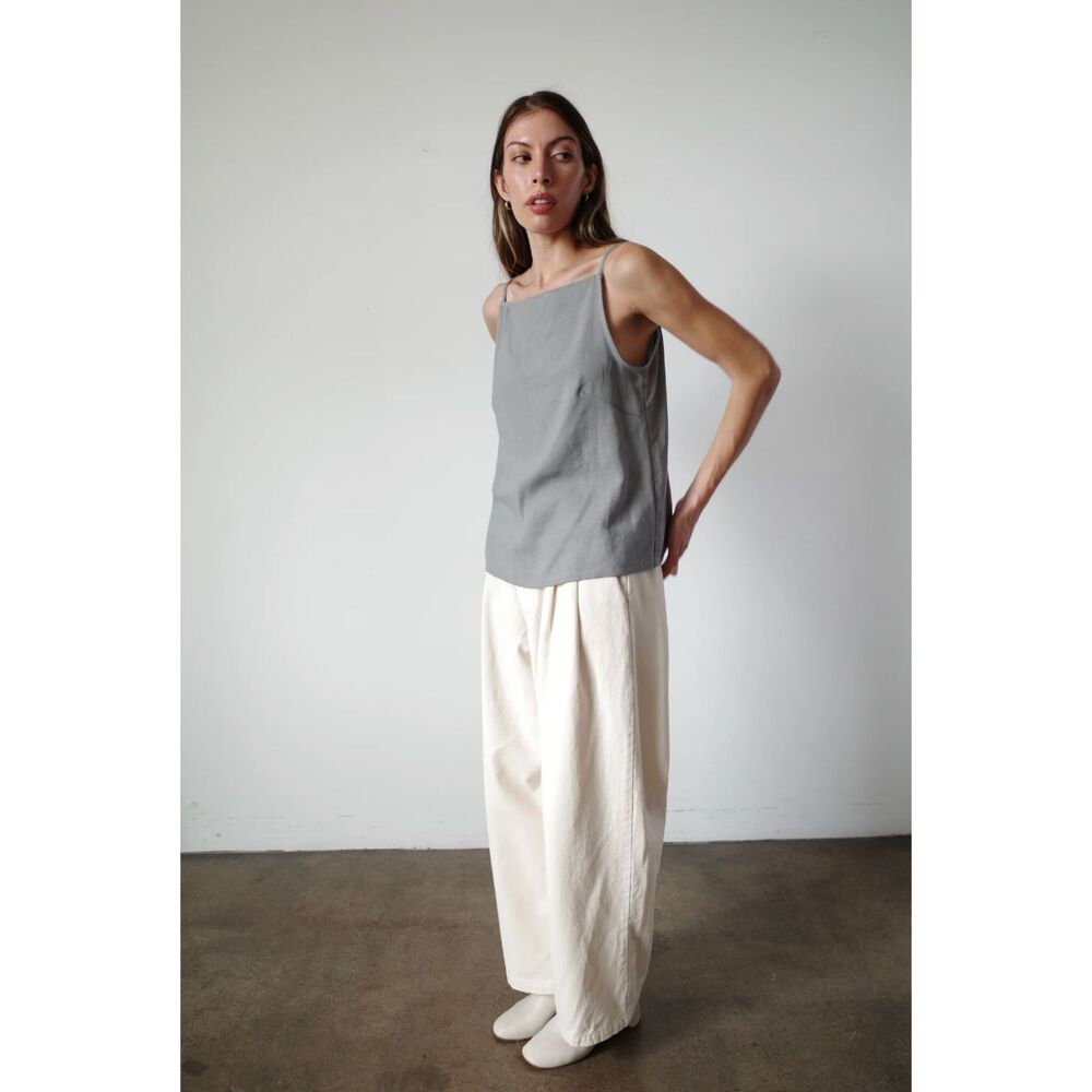 Roam Luma Tank in Mineral - Deadstock Linen/Rayon XS